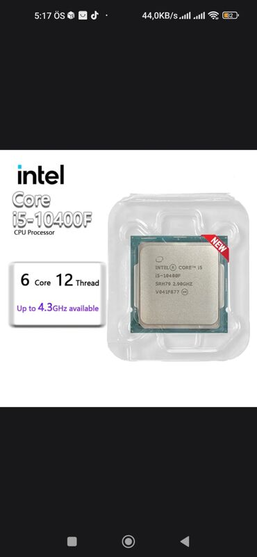 intel core i7: Prosessor Intel Core i5 i5 10400F, > 4 GHz, 6 nüvə, Yeni