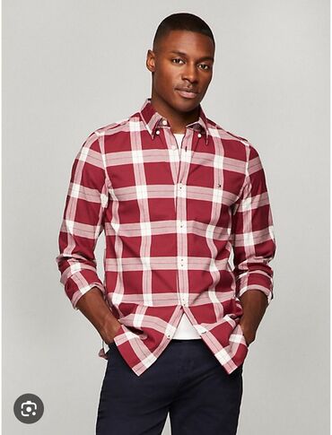 флисовые кофты бишкек: Мужская рубашка, Tommy Hilfiger, S, цвет - Красный