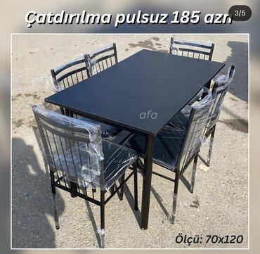 Masa və oturacaq dəstləri: Mətbəx üçün, Açılmayan, Dördbucaq masa, 4 stul — 6