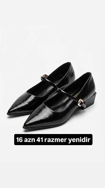 Tuflilər: Qadın ayaqqabısı – qara, laklı material. Ucu sivri dizayn, nazik üst — 1