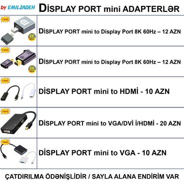 Digər kompüter aksesuarları: DisplayPort mini adapterlər 🚚Metrolara və ünvana çatdırılma var