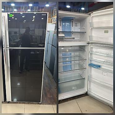 ucuz konsol: Toshiba soyuducu. Qara şüşə ön panelə malik zərif dizaynlı, yuxarı — 1