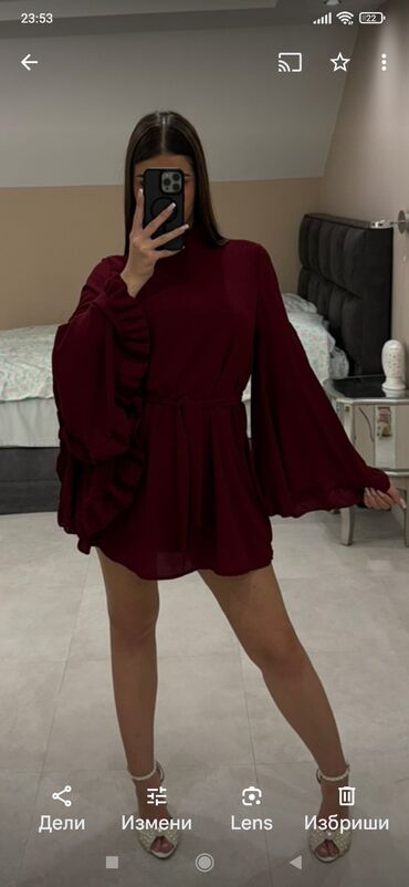 haljine šabac: M (EU 38), color - Burgundy, Evening, Long sleeves