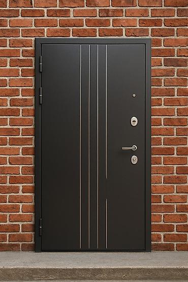 Metall giriş qapısı – müasir minimal dizayn - Rəng: mat tünd boz