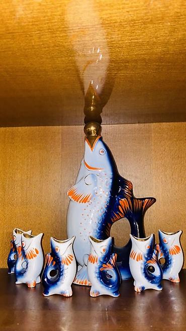 Porcelan “Balıq” qrafin dəsti - Komplekt: 1 böyük qrafin (balıq