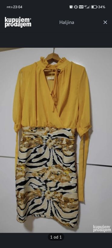 zelena haljina i srebrne cipele: M (EU 38), color - Yellow, Evening, Other sleeves