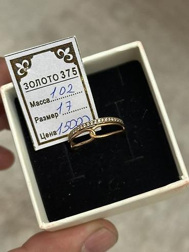 золота ош: Кольцо, Проба 375, Женские, Фианит, Новый — 1