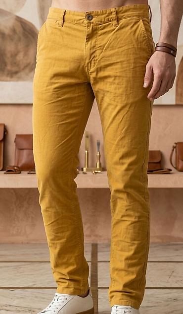 split ender cena: Muške chino pantalone – oker/medenja boja - Kroj: slim/modern fit sa — 1