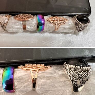 Наборы украшений: Г. Ош. Бижутерия. Серьги, кольцо и кулон. Серебристого цвета. Камень — 8