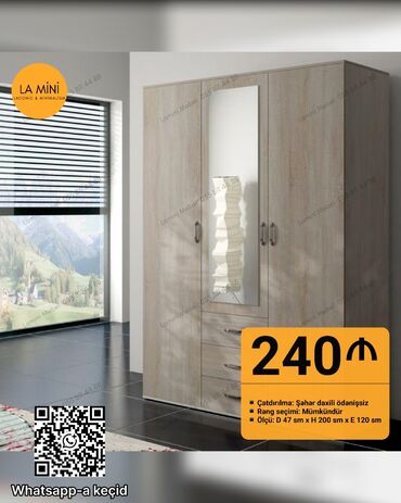 прихожая шкаф: Açılan, 4 qapılı Düz dolab, Şifonyer