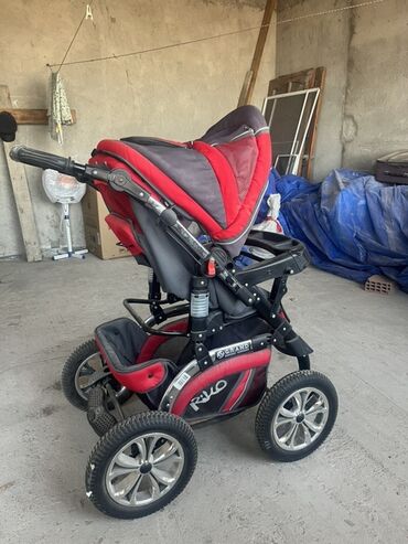 универсальные трехколесные коляски: RIKO Grand uşaq arabası - Rəng: qırmızı-qara-boz - Korpus: möhkəm