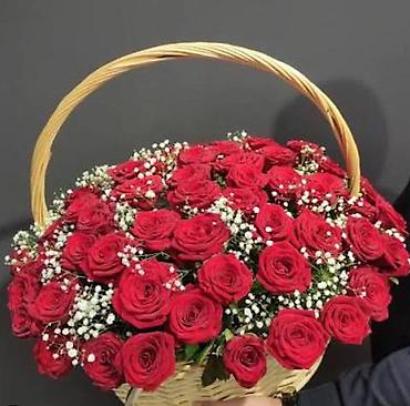 101 gul: 101 Roza🌹120₼ 60 sant - Qırmızı qızılgül buketi: sıx və həcimli — 10