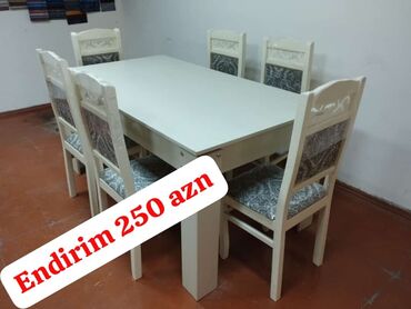 bag ucun stol stullar: Qonaq otağı üçün, Yeni, Dördbucaq masa, 6 stul