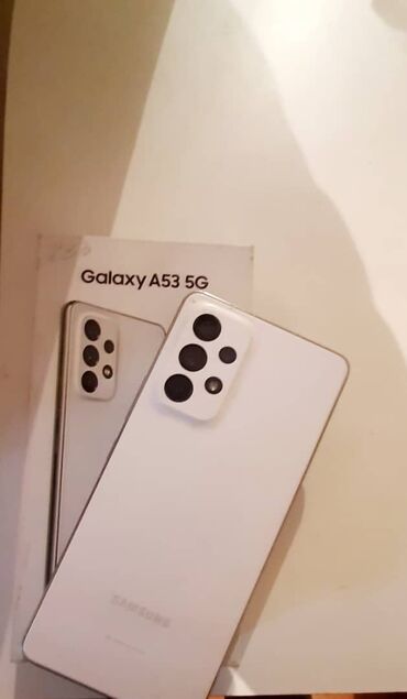 телефон бу жалал абад: Samsung Galaxy A53 5G, Колдонулган, 256 ГБ, түсү - Саргыч боз, 2 SIM