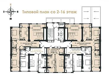 Продажа квартир: 2 комнаты, 82 м², Филармония Элитка, 7 этаж, ПСО (под самоотделку) — 5