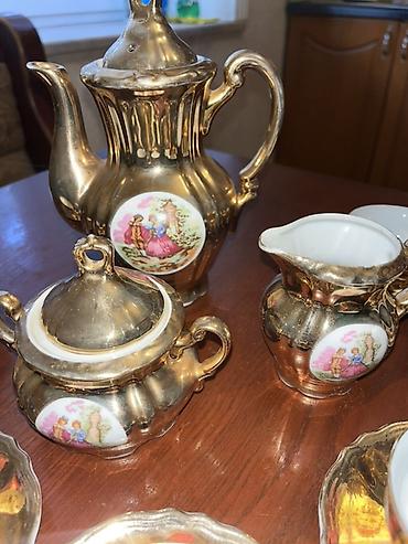 sud separatoru: Çay dəsti, rəng - Qızılı, Farfor, 6 nəfərlik — 7
