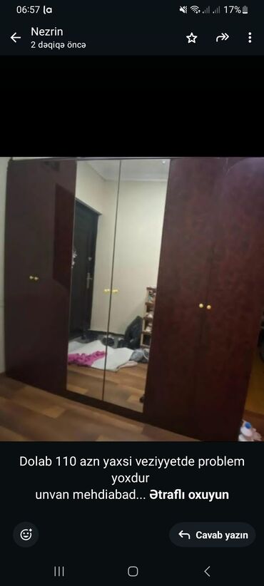 110 volt: Dolab 110 azn yaxsi veziyyetde problem yoxdur unvan mehdiabad 3011