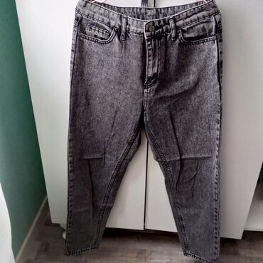 klassik koynekler: Qara-boz “acid wash” effektli cins şalvar - Rəng: tünd boz/solğun