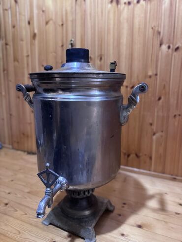 купить бу самовар на дровах: Klassik kömür/odunla işləyən metal samovar - Material: qalın divarlı