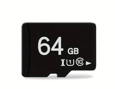 Çəngəllər: 64 GB yaddaş tutumuna malik qara rəngli microSD kart. Bu yaddaş kartı