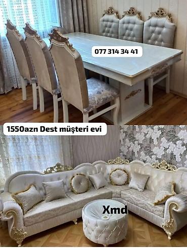 taxta stul stol: Klassik üslubda taxta mebel dəsti. Tərkibi: - Yemək masası və 6 ədəd — 1