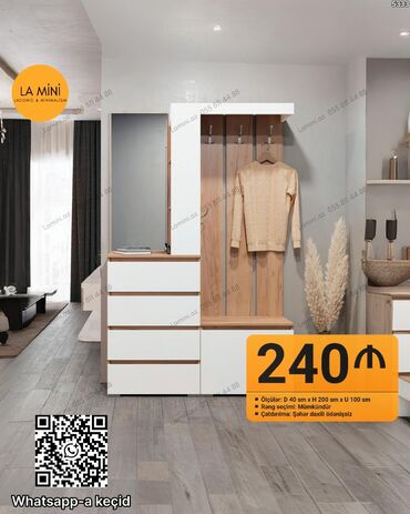 стол кухонный из дерева: LA MiNi dəhliz üçün funksional mebel dəsti - Tərkib: asılqanlı panel