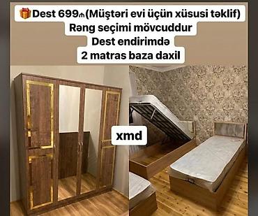 sisme yataq: Yataq otağı dəsti Tərkib: - 4 qapılı paltar şkafı: iki aynalı orta — 1