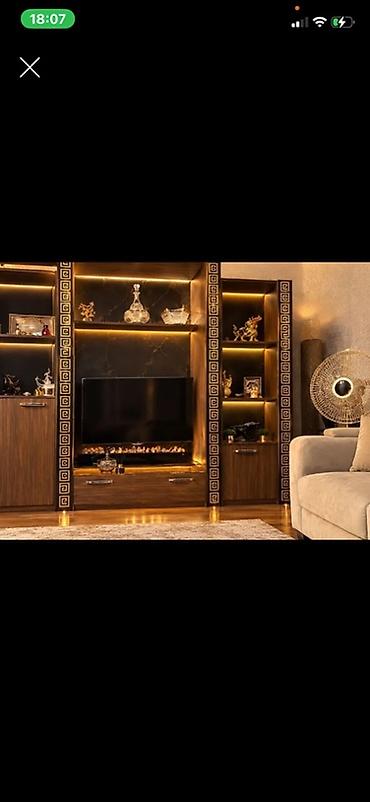 salon refi: Zövqlü LED işıqlandırmalı TV stendi və vitrin sistemi - Material — 1