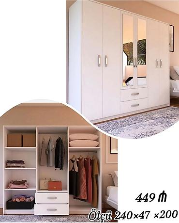 Ev üçün mebel: Ağ rəngli çoxfunksiyalı paltar şkafı - Ölçü: 240 × 47 × 200 sm - — 1