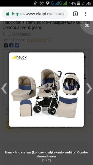 Kolica za bebe: Hauck trio sistem (kolica+nosiljka+auto sedište) Condor almond jeans na lalafo.rs — 5 Kolica za bebe: Hauck trio sistem (kolica+nosiljka+auto sedište) Condor almond jeans — 5