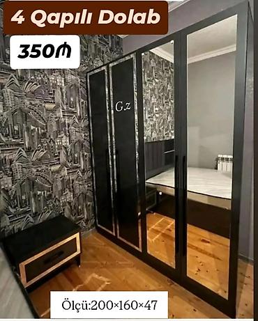 4 qapılı paltar dolabı - Rəng: qara, ön hissədə iki böyük güzgü lalafo.az -da 4 qapılı paltar dolabı - Rəng: qara, ön hissədə iki böyük güzgü
