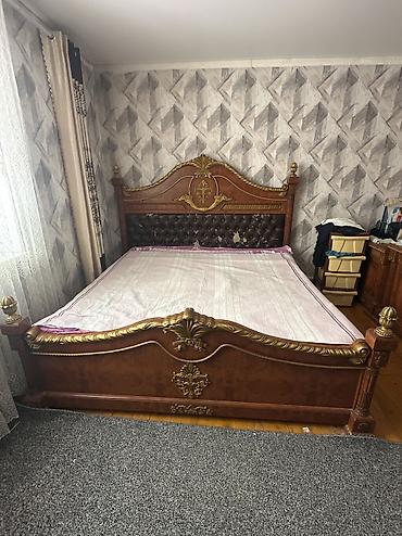 спальни бу: Спальный гарнитур, Б/у, Двуспальная кровать, Шкаф, Комод, Дерево, Самовывоз, цвет - Коричневый — 3