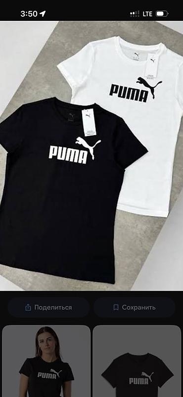 футболки puma: Футболки PUMA с крупным логотипом - Базовая модель с круглым вырезом — 1