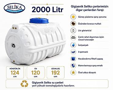 SELİKA 2000 litr su çəni Texniki göstəricilər: - Hündürlük: 124 sm -