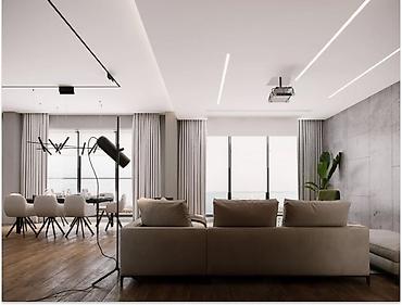 Потолочные работы: Натяжные потолки с трековыми светильниками Парящие потолки Теневые — 11