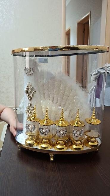 cərəz xoncası: Zərif nikah/xınayaxdı üçün bəzəkli şirniyyat–kolonya dəsti - Oval — 3