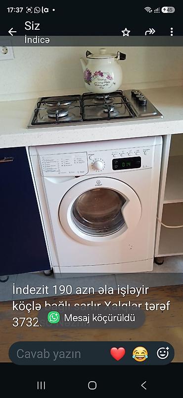 Стиральные машины: İndezit 170 azn əla işləyir köçlə bağlı sarlır Xalqlar tərəf 3732so — 1