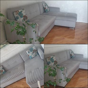 Uqul divan – L şəkilli, açılmır, bazalı model. - Rəng: açıq boz -