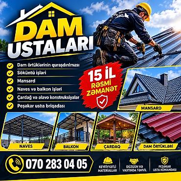 dam ustası: Dam ustaları – peşəkar xidmətlər Xidmətlər: - Dam örtüklərinin — 1
