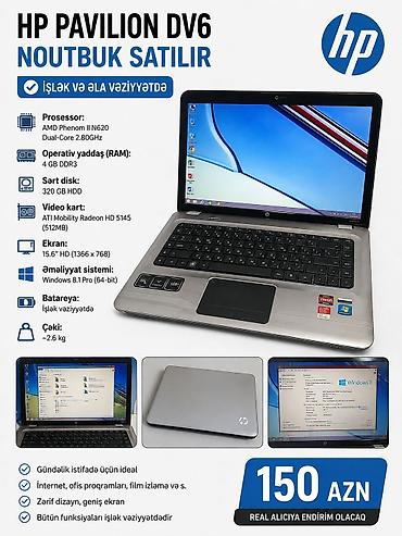 hp compaq 615: HP Pavilion dv6 noutbuk Texniki xüsusiyyətlər: - Prosessor: AMD — 1