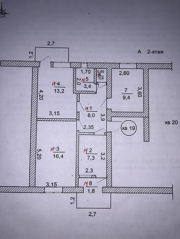 стена кж: 3 комнаты, 88 м², 105 серия, 2 этаж, Косметический ремонт — 1