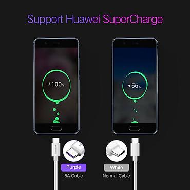 Kabellər: Type-c 5 amper usb kabel. 5-amper ötürməyə malik ağ və qara type-c — 4