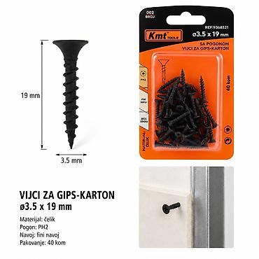 Screws & Fasteners: KMT Čelika ekser 9368521 – vijci za gips‑karton ø3.5 × 19 mm - — 1