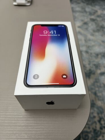 Apple iPhone: IPhone X, Б/у, 256 ГБ, Black Titanium, Защитное стекло, Чехол, Коробка, 71 %