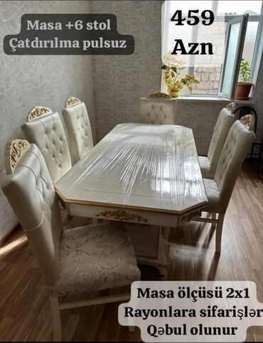 Masa və oturacaq dəstləri: Qonaq otağı üçün, Yeni, Açılmayan, Dördbucaq masa, 6 stul -da lalafo.az — 2 Masa və oturacaq dəstləri: Qonaq otağı üçün, Yeni, Açılmayan, Dördbucaq masa, 6 stul — 2