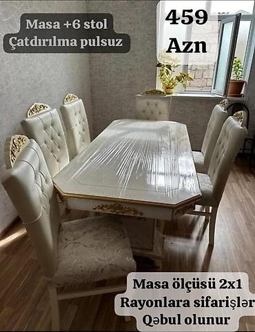 mis caydan: Yeni, Açılmayan, Dördbucaq masa, 6 stul — 2