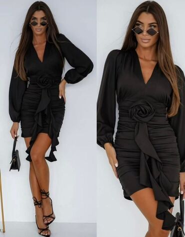 Haljine: XL, bоја - Crna, Koktel, klub, Dugih rukava — 18