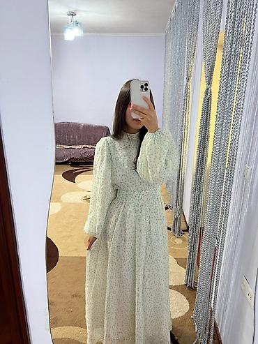 черный платья: Повседневное платье, Турция, Осень-весна, Длинная модель, Шифон, S — 1