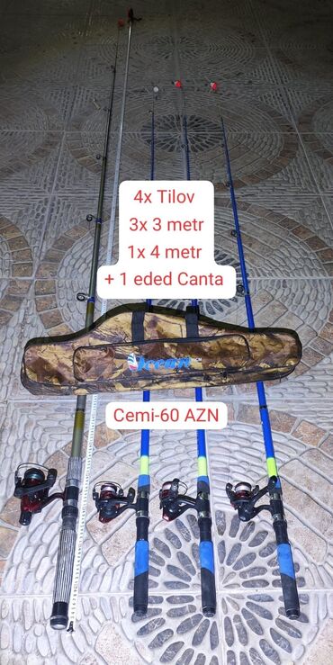 Охота и рыбалка: 4 eded Tilov + Canta

Tilovlarin ucu 3metrdi biri ise 4 metr