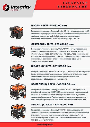 Генераторы: Бензиновые генераторы Genergy (Испания) — однофазные 220–230 В — 3